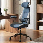 Silla de oficina ergonómica Costway con reposacabezas 2D, respaldo reclinable y ruedas, silla gaming azul/marrón y beige/gris y azul