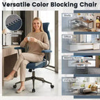 Silla de oficina ergonómica Costway con reposacabezas 2D, respaldo reclinable y ruedas, silla gaming azul/marrón y beige/gris y azul