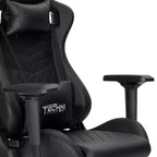 TUYOHW Silla ergonómica ajustable para juegos, silla de oficina giratoria 360° con almohada para cabeza y lumbar, silla reclinable 90-150 para oficina y hogar, 136 kg máx., negra