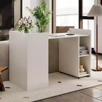 50 Folding Dining Table with 10 Storage Cabinet, Extendable Drop Leaf with 2-Tier Shelves and 4 Wheels, Multi-Functional Home Office Desk