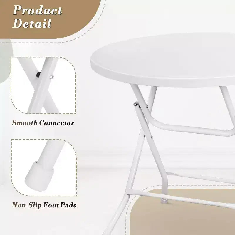 Cocktail Table White High Top Folding, Round Portable Bar Height Folding Table with Removable Legs Indoor Outdoor Banquet for Party Wedding Picnic