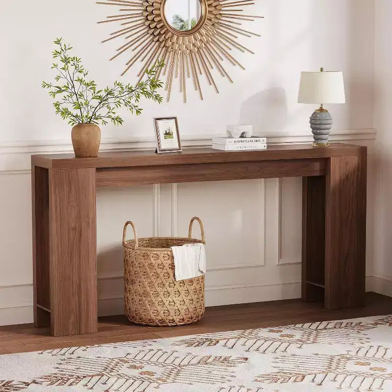 Rustic Farmhouse Entryway Console Table, 70.9 Long Wooden Sofa Table for Hallway, Living Room, Behind Couch  Narrow 11.8 Depth