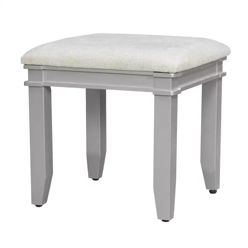 GDFStudio Amelia Classic Boho Wood Makeup Vanity Desk with Lighted Mirror, 7 Drawers and Cushioned Stool