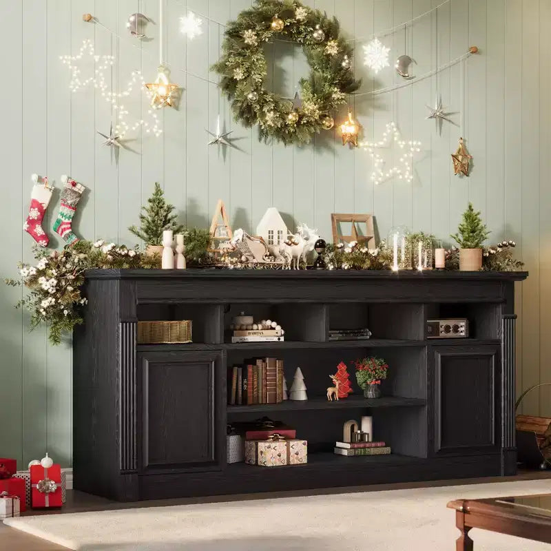 58 TV Stand for up to 75 inch TV, 33 Tall Entertainment Center, Farmhouse TV Stands Media Console for Living Room