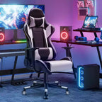 BALHAM TRADE-Sillón de oficina de piel sintética con respaldo alto, giratorio, ajustable, para videojuegos, con reposacabezas