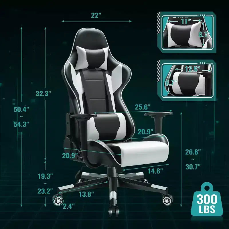 BALHAM TRADE-Sillón de oficina de piel sintética con respaldo alto, giratorio, ajustable, para videojuegos, con reposacabezas