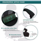 Silla de oficina ergonómica TUYOHW con reposapiés retráctil, silla gaming con cojín de apoyo lumbar y reposabrazos acolchados, silla giratoria para oficina