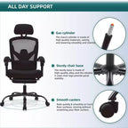 Silla de oficina ergonómica TUYOHW con reposapiés retráctil, silla gaming con cojín de apoyo lumbar y reposabrazos acolchados, silla giratoria para oficina