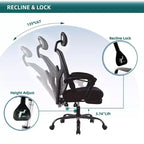 Silla de oficina ergonómica TUYOHW con reposapiés retráctil, silla gaming con cojín de apoyo lumbar y reposabrazos acolchados, silla giratoria para oficina