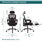 Silla de oficina ergonómica TUYOHW con reposapiés retráctil, silla gaming con cojín de apoyo lumbar y reposabrazos acolchados, silla giratoria para oficina