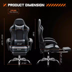 Silla de oficina ergonómica TUYOHW con reposapiés, reclinable de cuero PU con reposacabezas y reposabrazos fijos, silla de ordenador para estudio, oficina