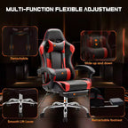 Silla de oficina ergonómica TUYOHW con reposapiés, reclinable de cuero PU con reposacabezas y reposabrazos fijos, silla de ordenador para estudio, oficina