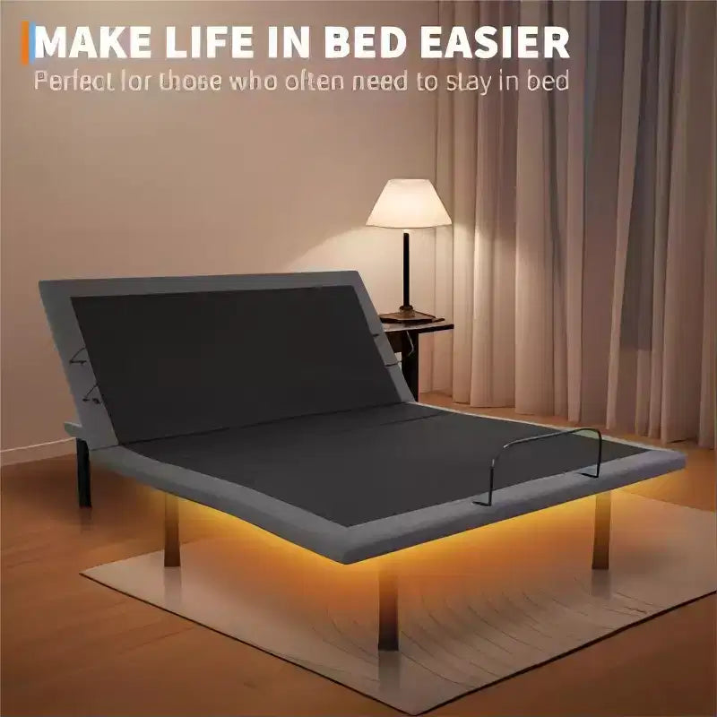 Zero-Gap Adjustable Bed Frame with Wireless Remote & Massage, Easy Assembly, Adjustable Head & Foot, USB Ports