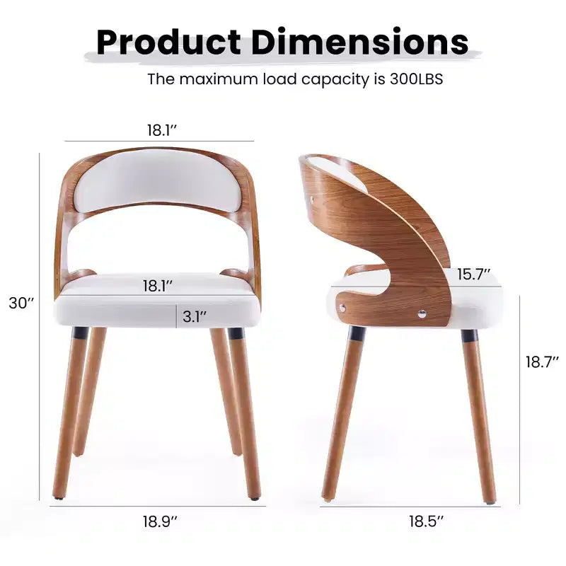 GDFStudio Sungmin Modern Wooden Upholstered Dining Chairs with Curved Backrest (Set of 2)