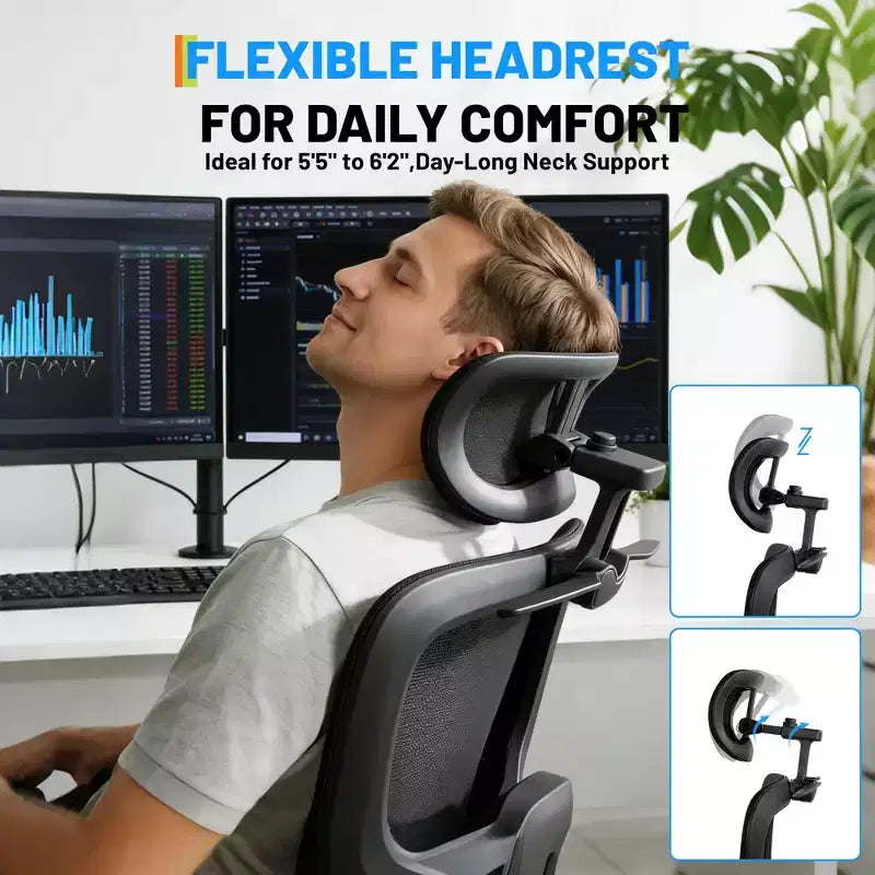 Silla de oficina ergonómica de malla de alta resistencia para videojuegos, con respaldo alto, reposabrazos abatibles 4D, reposacabezas y soporte lumbar ajustables, capacidad de 181 kg