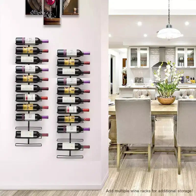 Sorbus Black Metal Wine Rack Bottle Holder - for Home Bar, Kitchen (Holds 12)