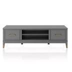 JVNOXK 59.61-inch Modern Multimedia TV Stand, accommodates TVs up to 65 inches, featuring two doors and a central storage compartment, Dark Gray