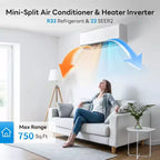 Aire acondicionado y calefactor mini split sin ductos con tecnología Inverter - 22 SEER2 - Blanco
