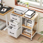 Costway 3 Drawer Mobile File Cabinet w/Charging Station Open Storage Shelves for Home