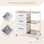 Costway 3 Drawer Mobile File Cabinet w/Charging Station Open Storage Shelves for Home