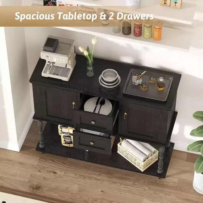 Console Table with 2 Drawers & 2 Doors, 42 Farmhouse Wood Entryway Table with Bottom Storage Shelf,Antique Storage Cabinet TV Stand for Hallway