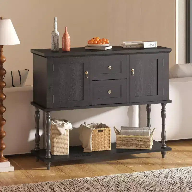 Console Table with 2 Drawers & 2 Doors, 42 Farmhouse Wood Entryway Table with Bottom Storage Shelf,Antique Storage Cabinet TV Stand for Hallway