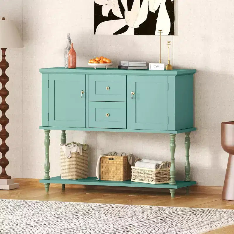 Console Table with 2 Drawers & 2 Doors, 42 Farmhouse Wood Entryway Table with Bottom Storage Shelf,Antique Storage Cabinet TV Stand for Hallway