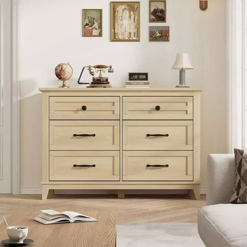 6 Dresser for Bedroom, 47 in Wide Drawer Dresser with Storage Freestanding, Wooden Closet Storage Chest for Living Room, Bedroom, Entryway
