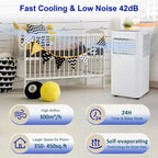 Climatiseur portable Acekool 10 000 BTU, ventilateur déshumidificateur rafraîchisseur 3-en-1, climatiseur silencieux avec télécommande, minuterie, kit de fenêtre pour pièces jusqu'à 42 m²