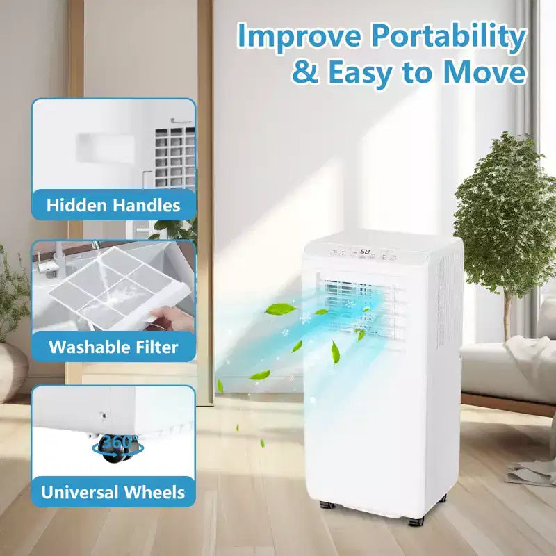Climatiseur portable Acekool 8 000 BTU, ventilateur et déshumidificateur 3-en-1, climatiseur silencieux avec télécommande, minuterie, kit de fenêtre pour pièces jusqu'à 32,5 m²