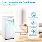 Climatiseur Portable Acekool 10 000 BTU, Ventilateur Rafraîchisseur Déshumidificateur 3-en-1, Télécommande, Minuteur 24H, Kit Fenêtre pour Pièces Jusqu'à 42 m²
