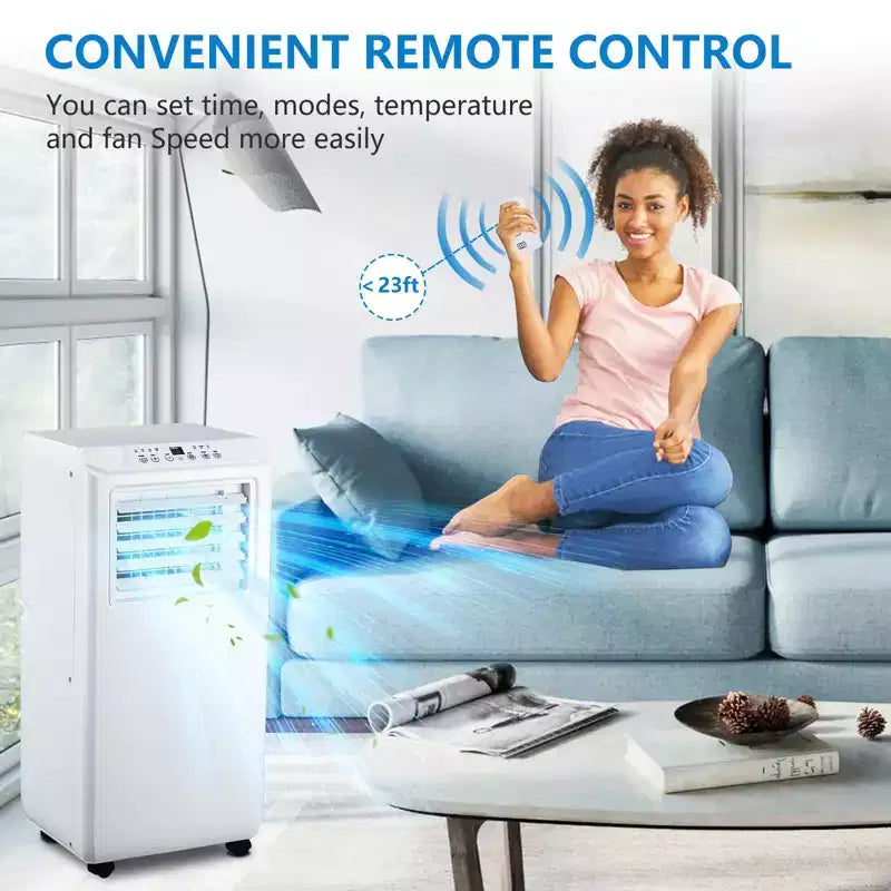 Climatiseur Portable Acekool 10 000 BTU, Ventilateur Rafraîchisseur Déshumidificateur 3-en-1, Télécommande, Minuteur 24H, Kit Fenêtre pour Pièces Jusqu'à 42 m²