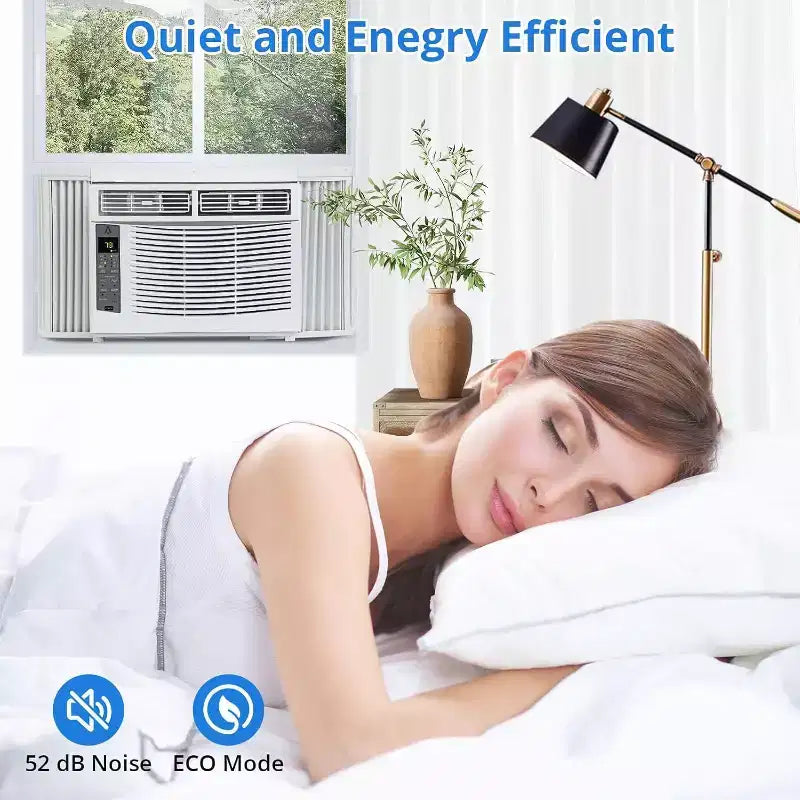 Aire acondicionado de ventana Acekool de 6,000 BTU, con Wi-Fi inteligente y control remoto, enfriamiento silencioso para habitaciones de hasta 23 metros cuadrados