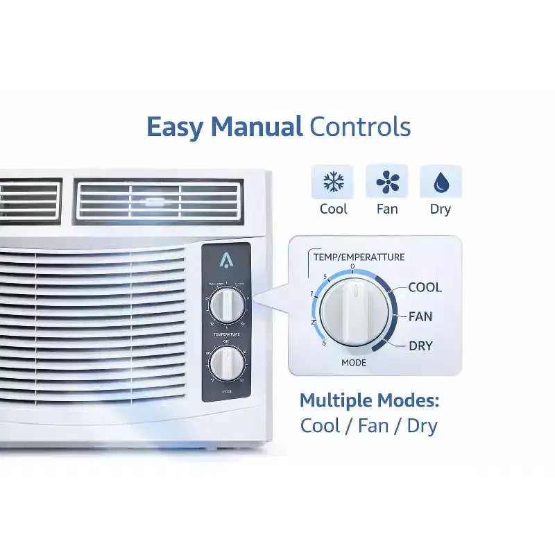 Climatiseur de fenêtre Acekool 5 000 BTU, Climatiseur de fenêtre à refroidissement rapide avec télécommande, minuterie, refroidissement silencieux pour les petites pièces jusqu'à 28 m²