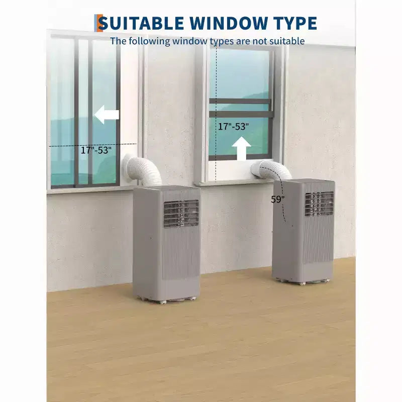 Climatiseur portable silencieux de 7 000 BTU, 3-en-1 CA/ventilateur/déshumidificateur avec télécommande, minuterie 24h et mode veille, rafraîchit les pièces jusqu'à 42 m²