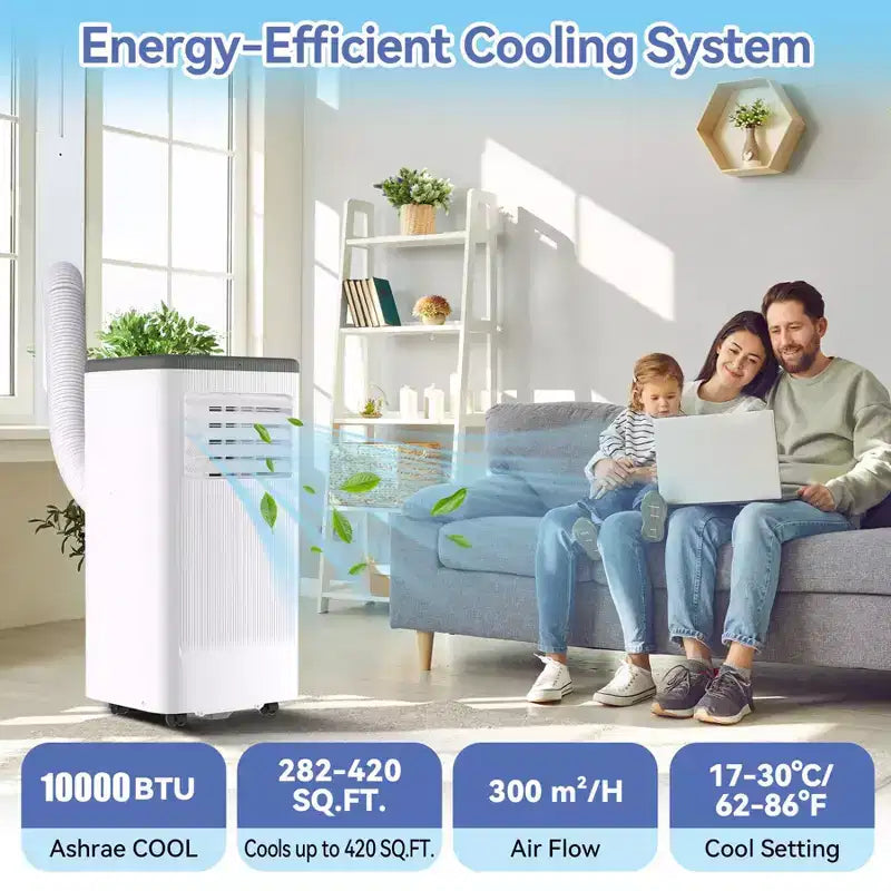 Acondicionador de aire portátil de 10000 BTU con calefactor, 3 en 1, refrigeración, aire acondicionado portátil