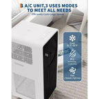 Climatiseur portable sans drainage 14 000 BTU pour pièces intérieures, unité de climatisation 3-en-1 pour chambre de 21 à 28 m²