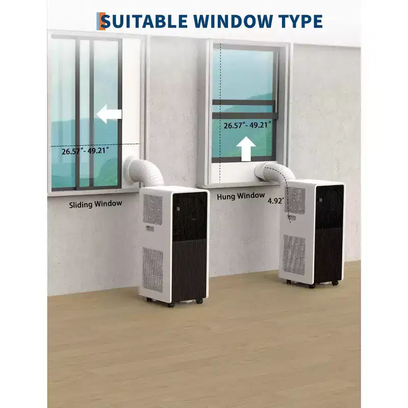 Climatiseur portable sans drainage 14 000 BTU pour pièces intérieures, unité de climatisation 3-en-1 pour chambre de 21 à 28 m²