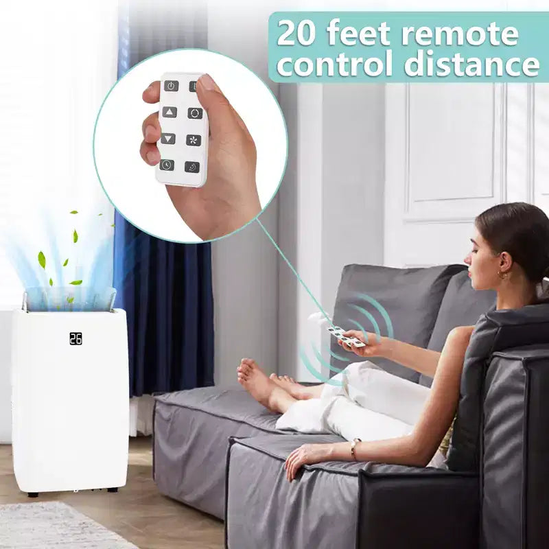Climatiseur portable 3-en-1 de 12 000 BTU - Modes Refroidissement, Déshumidification et Ventilation pour pièces jusqu'à 51 m², avec minuterie 24h et télécommande