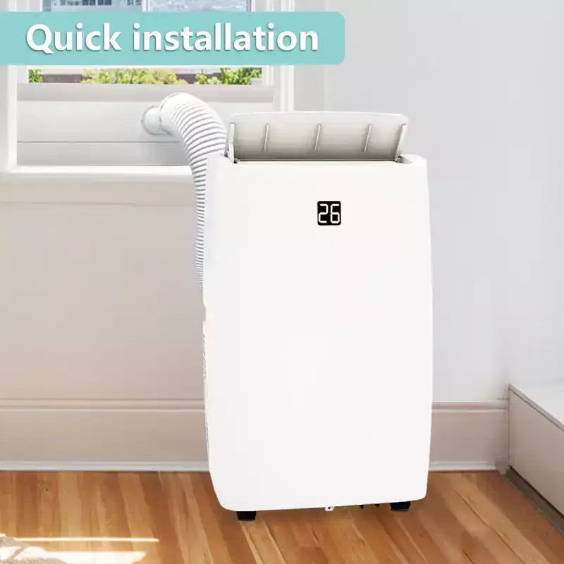 Climatiseur portable 3-en-1 de 12 000 BTU - Modes Refroidissement, Déshumidification et Ventilation pour pièces jusqu'à 51 m², avec minuterie 24h et télécommande