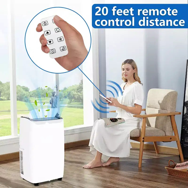 Climatiseur Portable Puissant de 12 000 BTU - Refroidissement 3-en-1 pour Pièces de 51 m² avec Déshumidificateur, Ventilateur & Mode Nuit Silencieux. Contrôle Complet avec Minuteur 24H & Télécommande