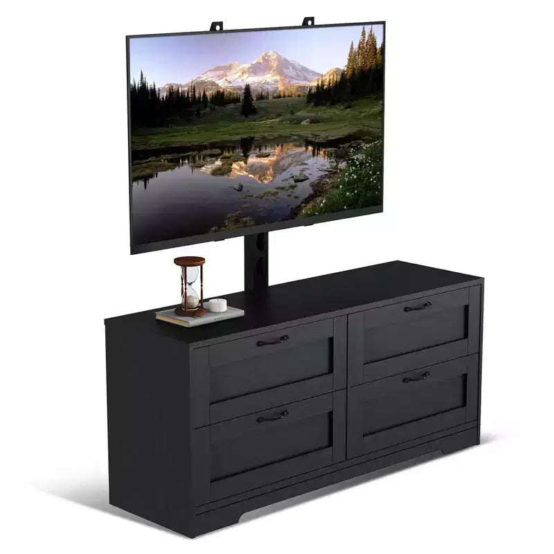 TV Stand with Mount & 4 Drawers, Wooden Entertainment Center for TVs Up to 80 Inch, Adjustable Media Console Table for Living Room Bedroom