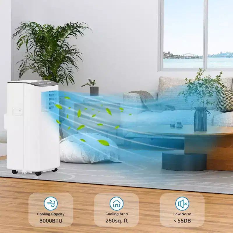 Climatiseur portable 8000 BTU - Refroidit 32 m² Climatiseur portable 3-en-1 déshumidificateur ventilateur