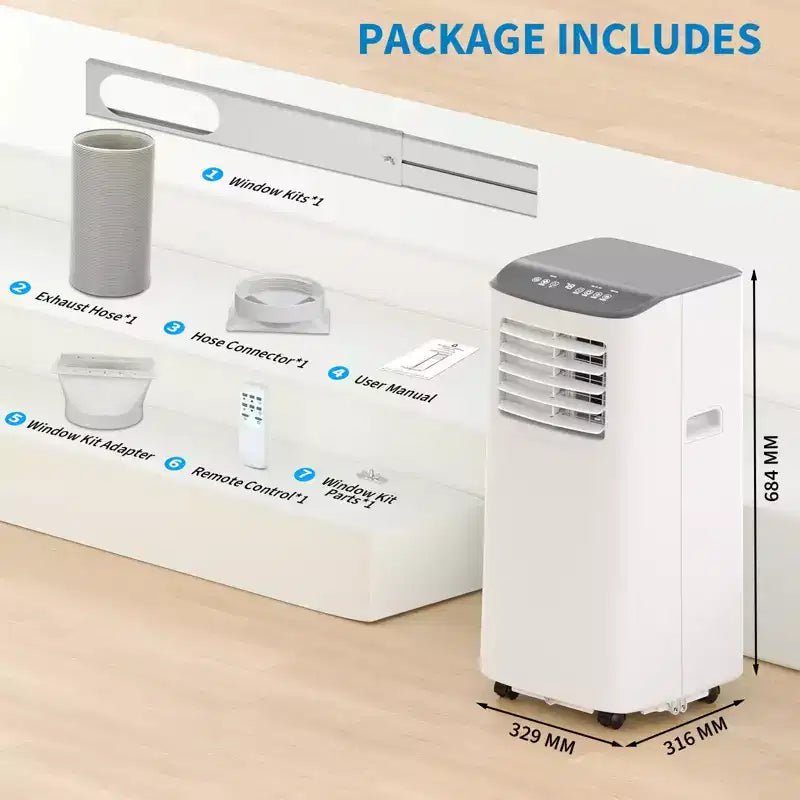 Climatiseur portable 8000 BTU - Refroidit 32 m² Climatiseur portable 3-en-1 déshumidificateur ventilateur