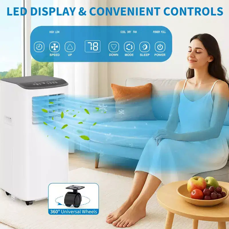 Climatiseur portable 8000 BTU - Refroidit 32 m² Climatiseur portable 3-en-1 déshumidificateur ventilateur