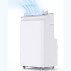 Climatiseur portable 3-en-1 de 12 000 BTU. Refroidit et déshumidifie jusqu'à 70 m² avec télécommande, mode veille, minuterie et kit d'installation. Idéal pour dortoir, bureau, maison.