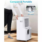 Climatiseur portable 3-en-1 de 12 000 BTU. Refroidit et déshumidifie jusqu'à 70 m² avec télécommande, mode veille, minuterie et kit d'installation. Idéal pour dortoir, bureau, maison.