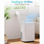Climatiseur portable 3-en-1 de 12 000 BTU. Refroidit et déshumidifie jusqu'à 70 m² avec télécommande, mode veille, minuterie et kit d'installation. Idéal pour dortoir, bureau, maison.