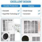 Climatiseur portable silencieux de 14 000 BTU : 3-en-1 rafraîchisseur, déshumidificateur et ventilateur pour grandes pièces jusqu'à 70 m². Comprend une télécommande, un mode veille et une minuterie de 24 heures
