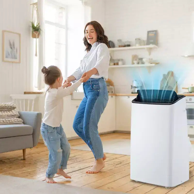 Climatiseur portable silencieux de 14 000 BTU : 3-en-1 rafraîchisseur, déshumidificateur et ventilateur pour grandes pièces jusqu'à 70 m². Comprend une télécommande, un mode veille et une minuterie de 24 heures
